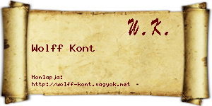 Wolff Kont névjegykártya